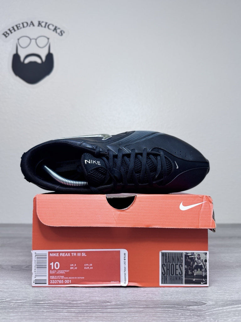 Size 10 - Nike Men’s Reax TR 3 333765-001 Black Running Shoes Lace Up Low Top