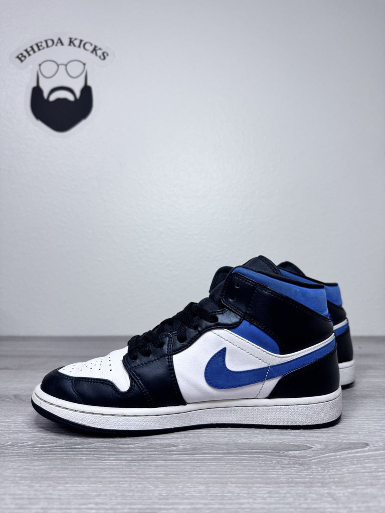 Size 9.5 - Nike Jordan 1 Mid White Black Racer Blue Men's Sneakers 554724-140