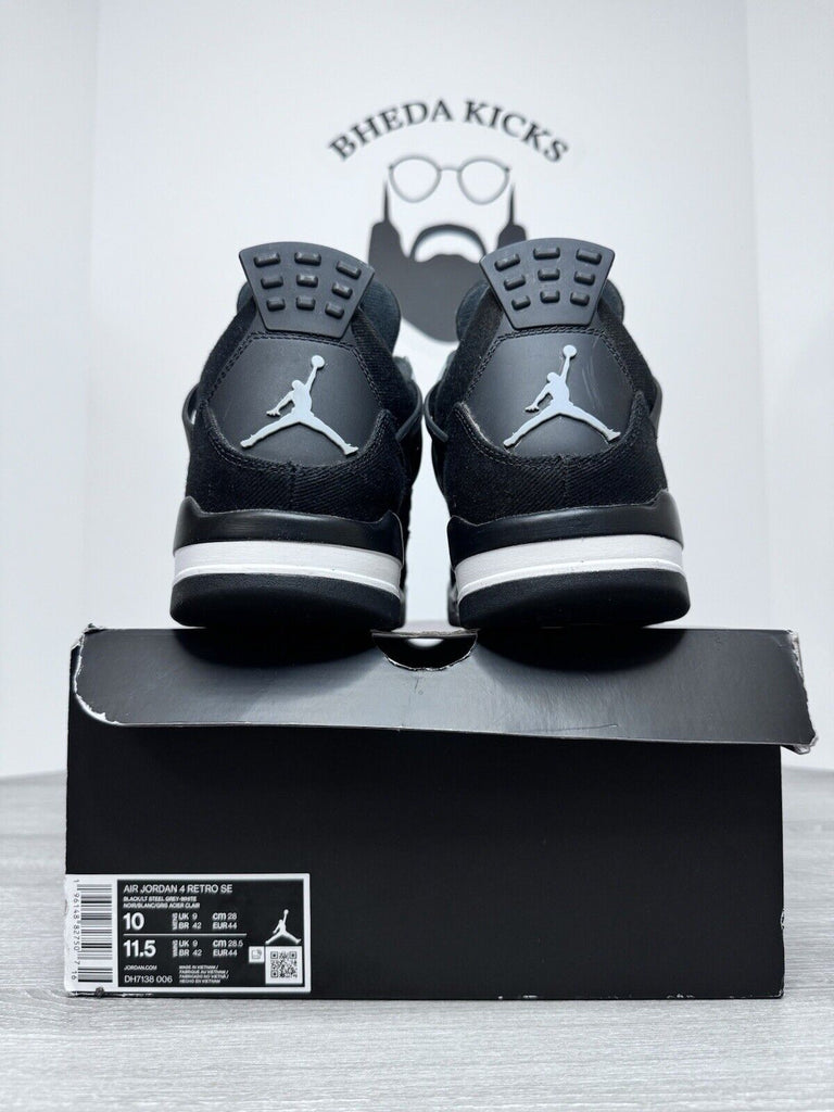 Size 10 - Jordan 4 Retro SE Mid Black Canvas DH7138-006 Preowned Og Rare