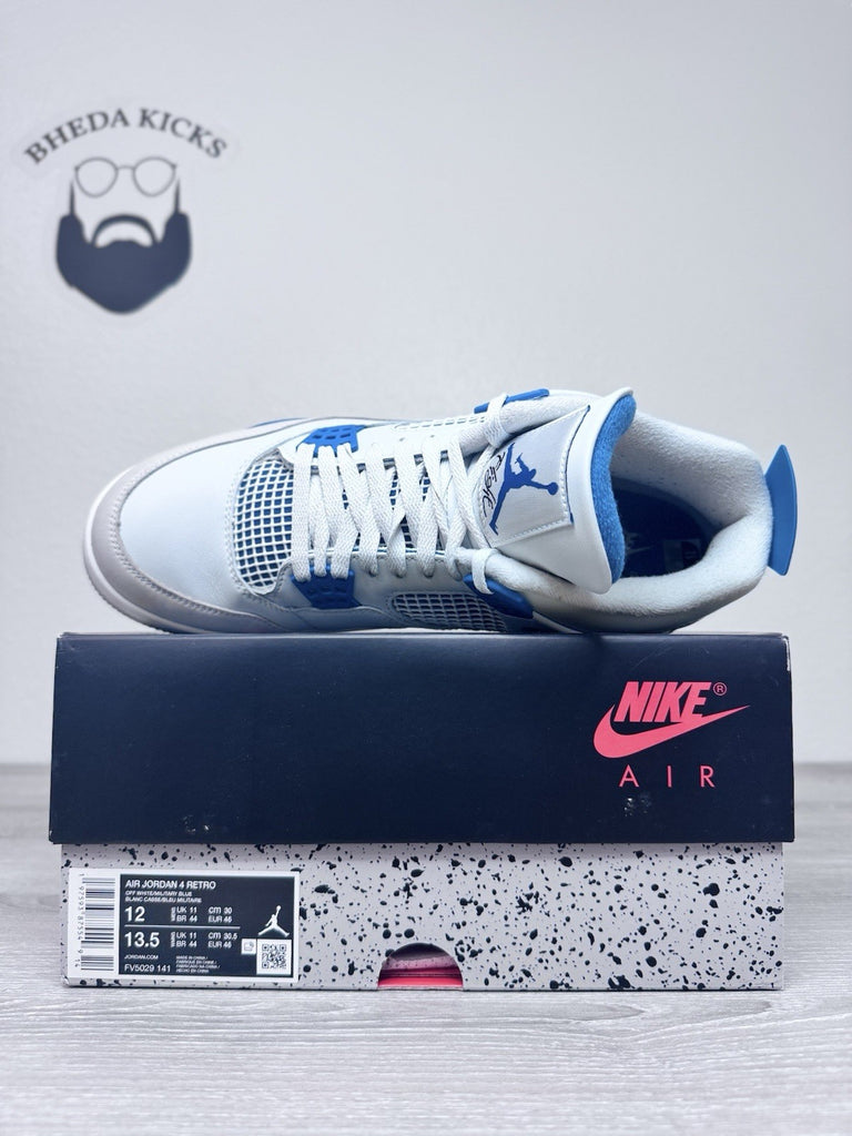 Size 12 - Nike Air Jordan 4 Retro Shoes Preowned Military Blue FV5029-141