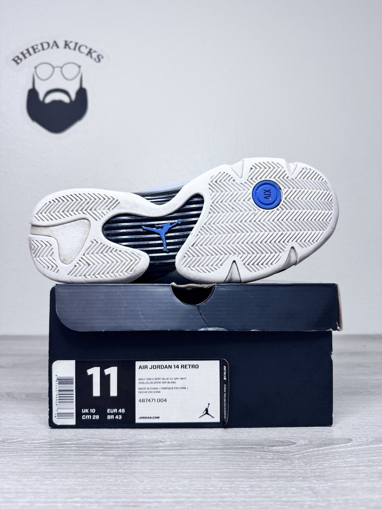 Size 11 - Nike Air Jordan 14 Retro Wolf Gray [487471-004] Preowned Authentic