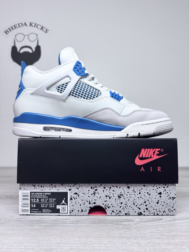 Size 12.5 - Nike Air Jordan 4 Retro Shoes Preowned Military Blue FV5029-141