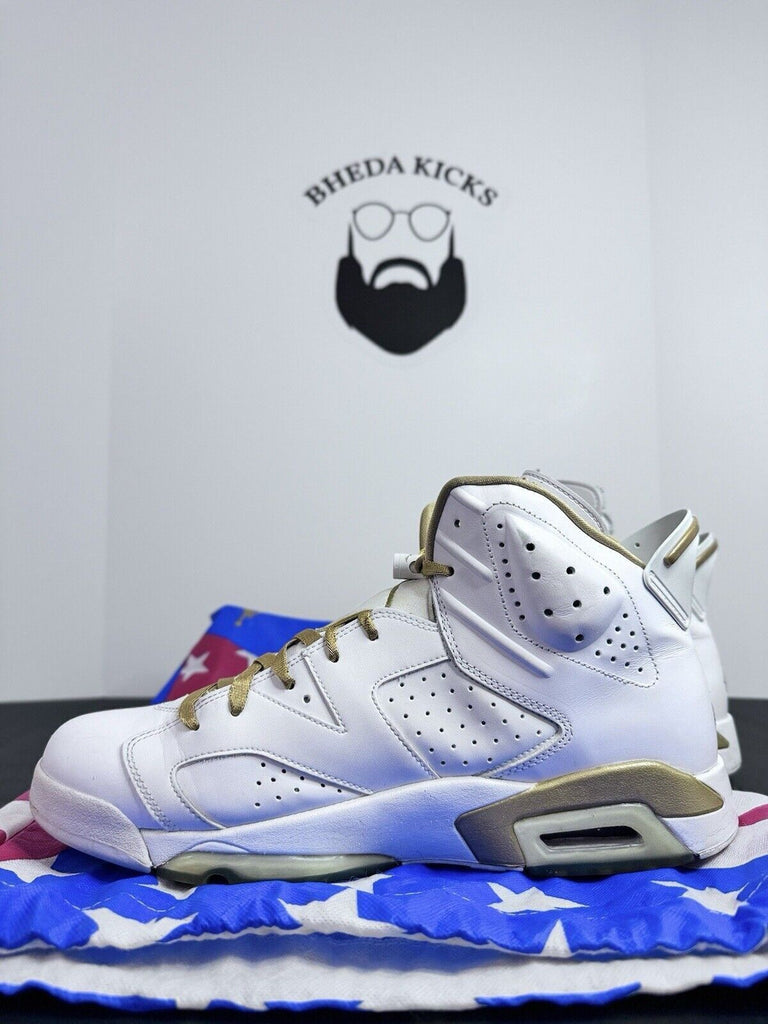 Air Jordan 6 VI Retro GMP Golden Moments White Gold Sneakers 384664-135 Size 13