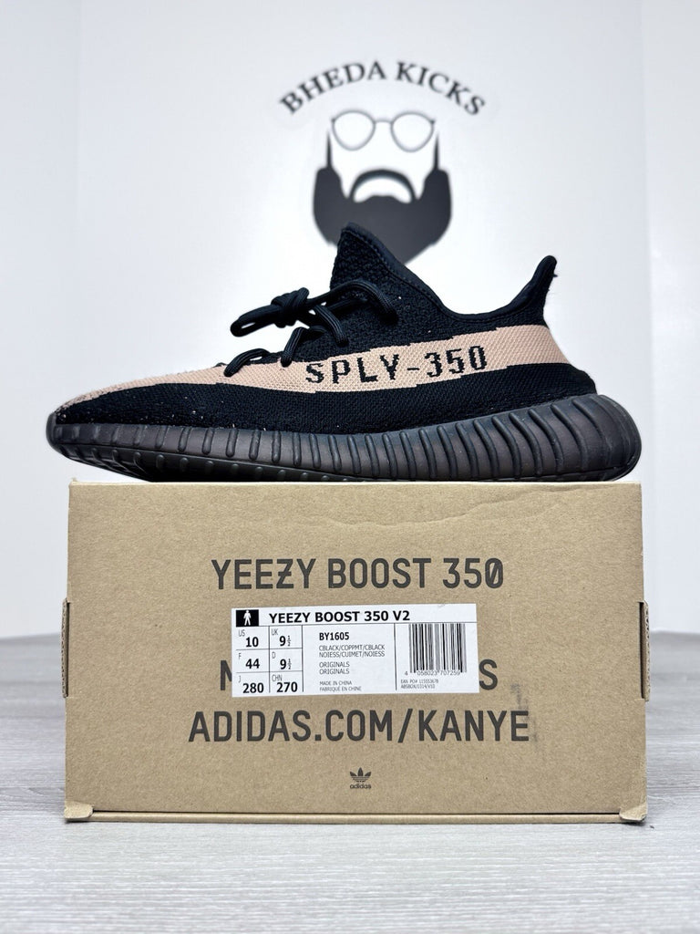 Size 10 - Adidas Yeezy 350 v2 Core Black Copper 2016 BY1605 Authentic Preowned