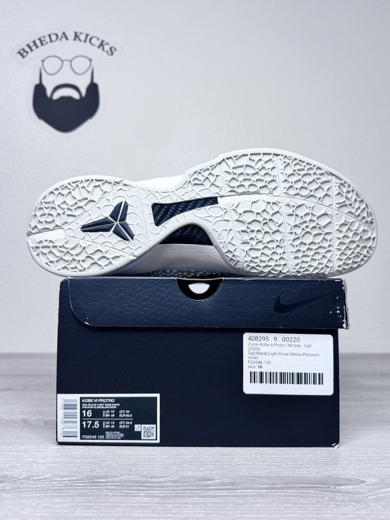 Size 16 - Nike Zoom Kobe 6 Protro All-Star Sail FQ3546-100 Brand New Authentic
