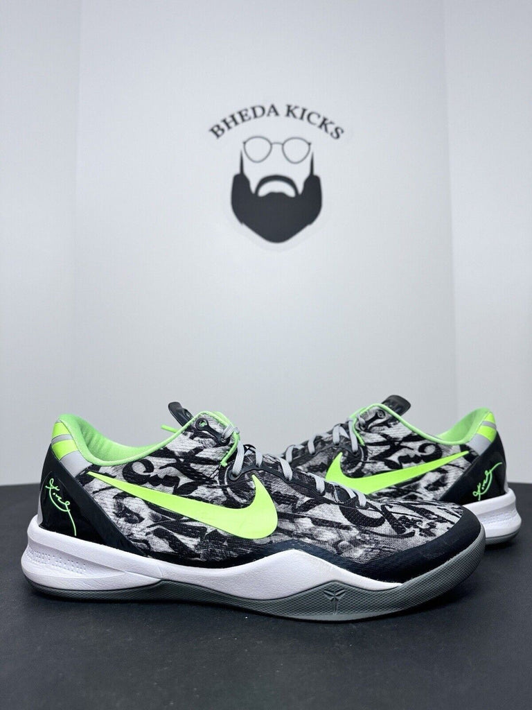 Nike Kobe 8 System Graffiti Grayscale Flash Lime 555035-100 Men’s Size 13