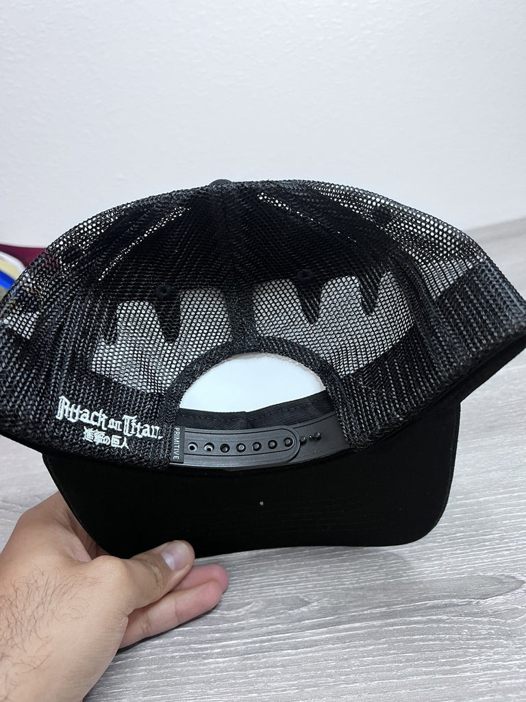 Primitive x Future Memory Attack on Titan Trucker Hat Black Dope Anime Hat, NWT