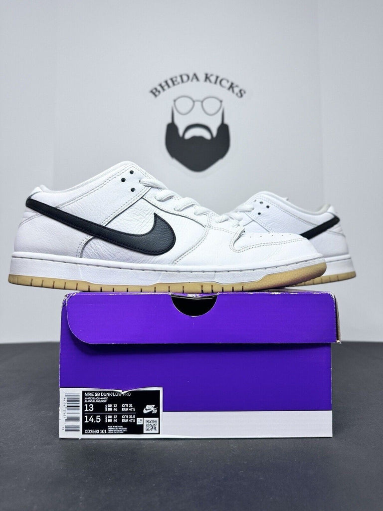 Nike SB Dunk Low White Gum CD2563-101 Preowned White Black Men’s Size 13