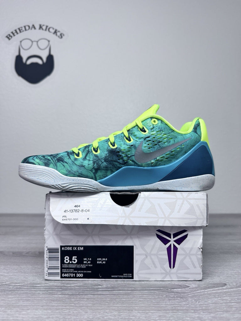 Size 8.5 - Nike Kobe 9 EM Easter Volt 2014 646701-300 Black Mamba Basketball