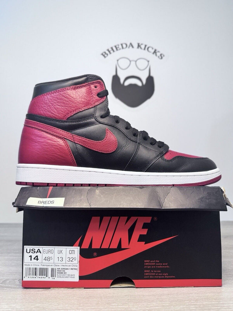 Size 14 - Jordan 1 Retro OG High Banned Bred 555088-001 Preowned Authentic