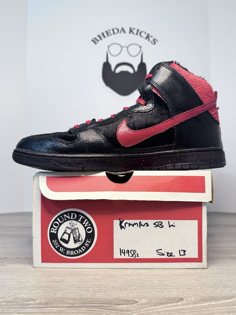 Size 13 - Nike SB Dunk Pro High Krampus Og Clean Vintage Black Red 554673-006