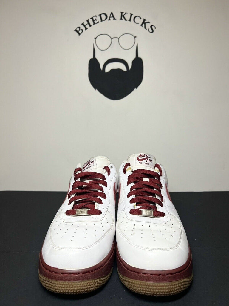 Nike Air Force 1 Mens Sz 12 White Red / Burgundy 315122-167 2009 Rare Og Clean