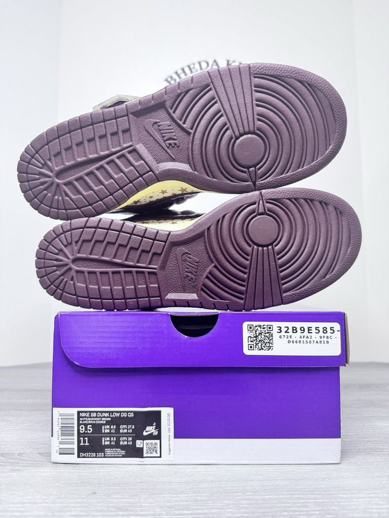 Size 9.5 Nike Supreme x Dunk OG SB QS Low Barkroot Brown DH3228-103 NEW (Custom)