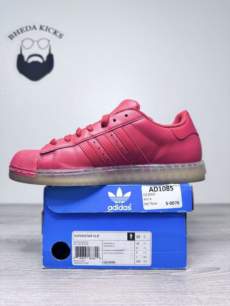 Size 8 - Adidas Superstar CLR Red Low Top Shell Toe Q23000 Men’s Preowned
