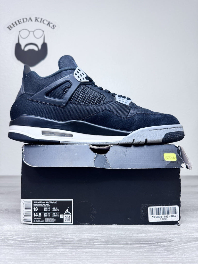 Size 13 - Nike Air Jordan 4 Retro SE Black Canvas 2022 Men's Shoes DH7138-006