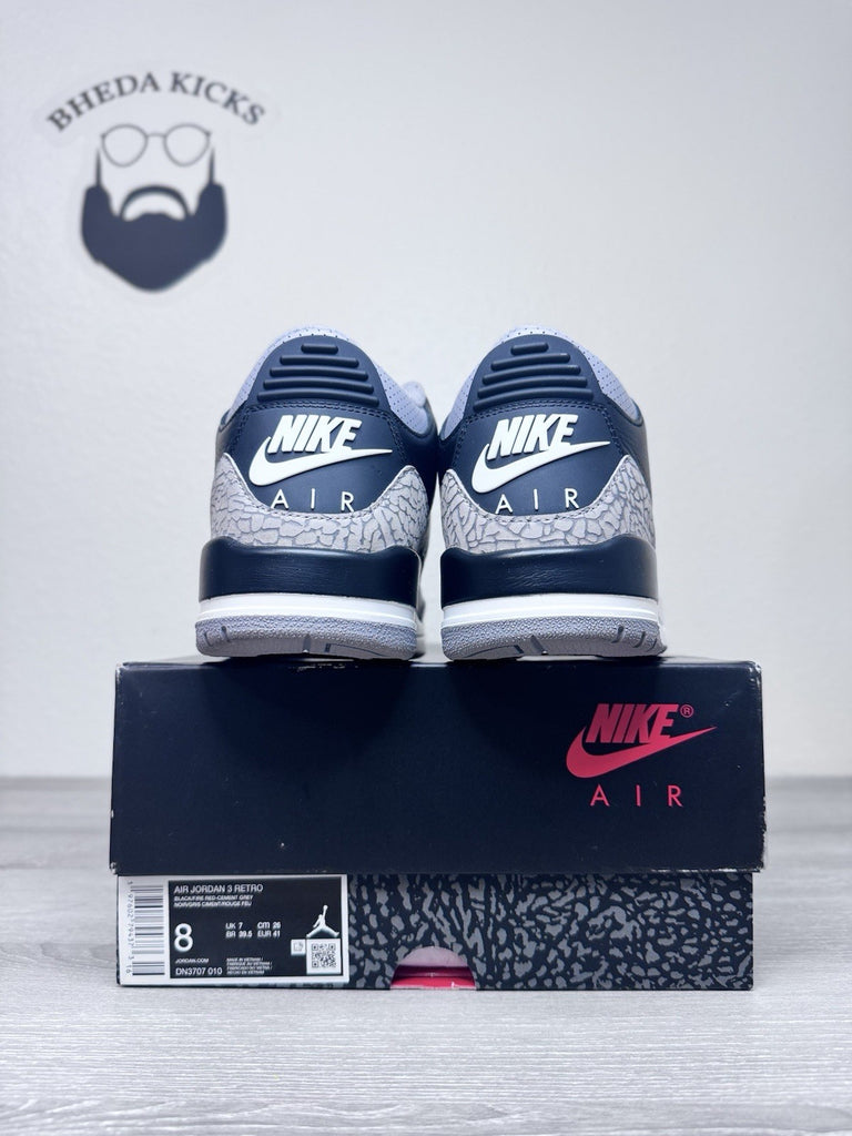 Size 8 - Air Jordan 3 Retro OG 2024 Black Cement DN3707-010 Preowned