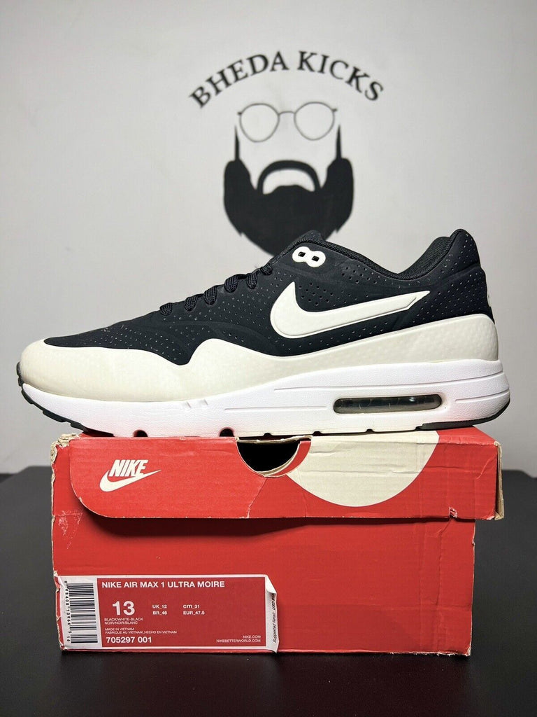 Nike Air Max 1 Ultra Moire Black White 2014 Running Shoes 705297-001 Size 13 Og