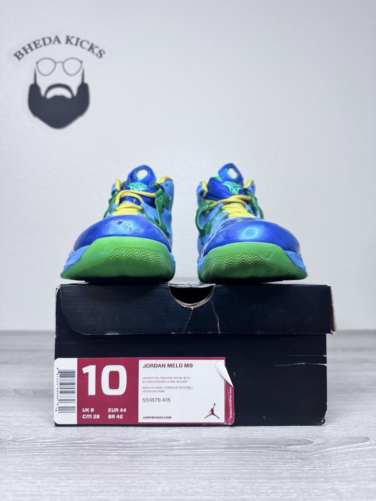 Size 10 - Nike Jordan Melo M9 Men's Poision Green Blitz Vivid Blue 551879-415