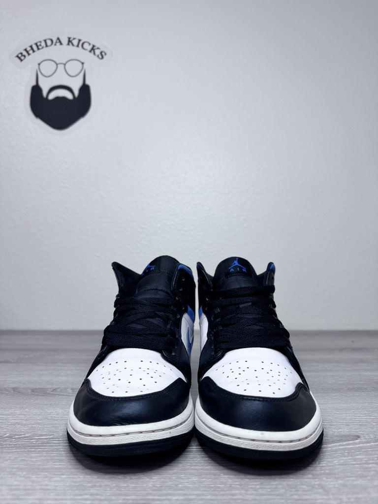 Size 9.5 - Nike Jordan 1 Mid White Black Racer Blue Men's Sneakers 554724-140