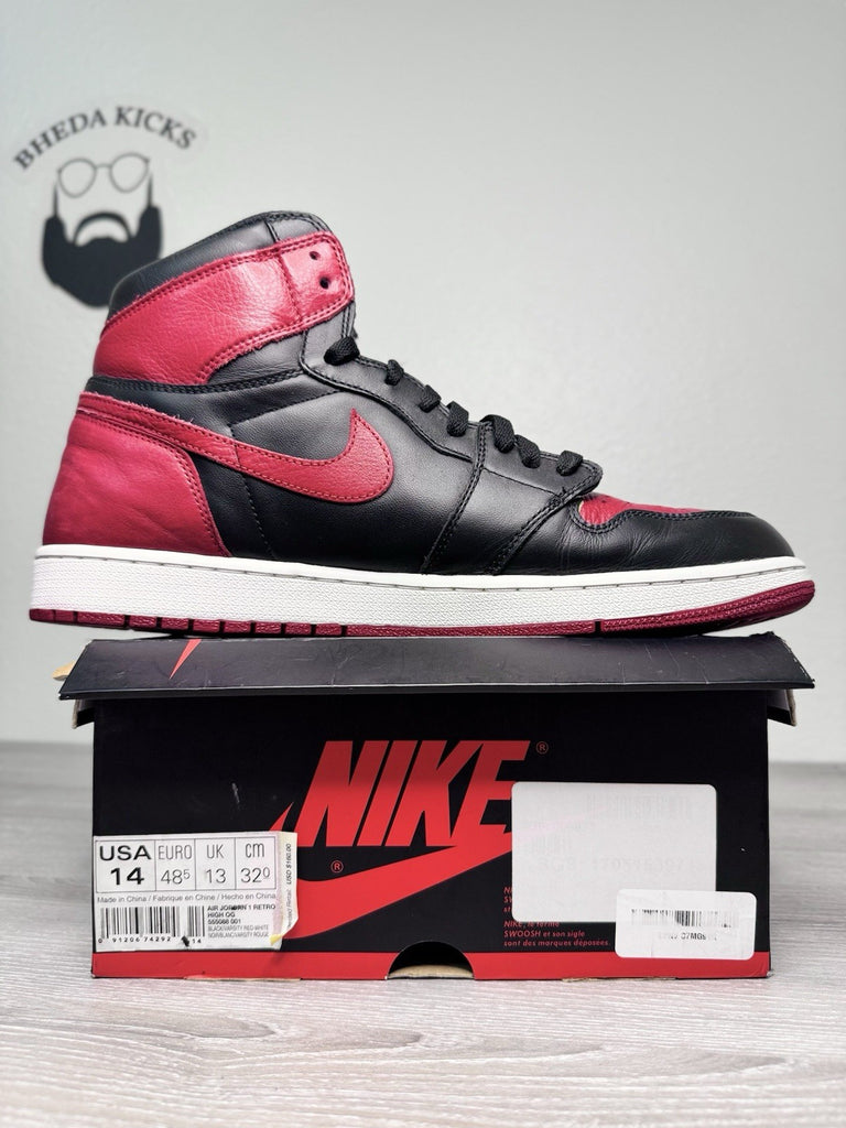 Size 14 - Nike Air Jordan 1 Retro OG High Banned Bred 555088-001 2016 Preowned
