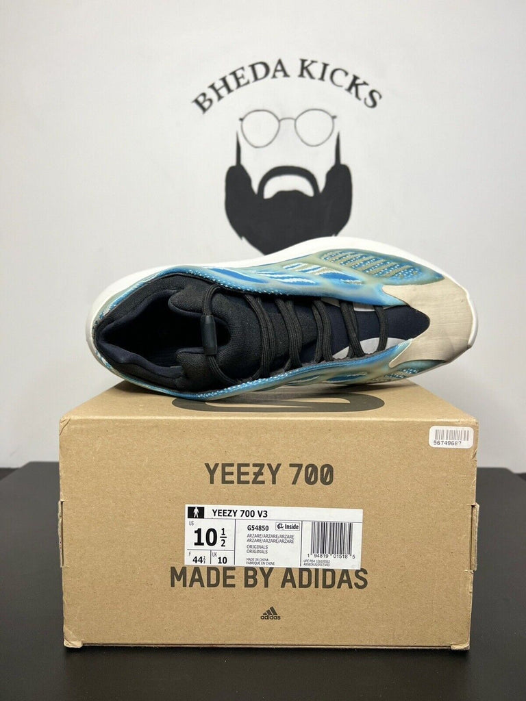 Adidas Yeezy 700 V3 Arzareth Size 10.5 G54854 Black Blue Preowned Og Rare