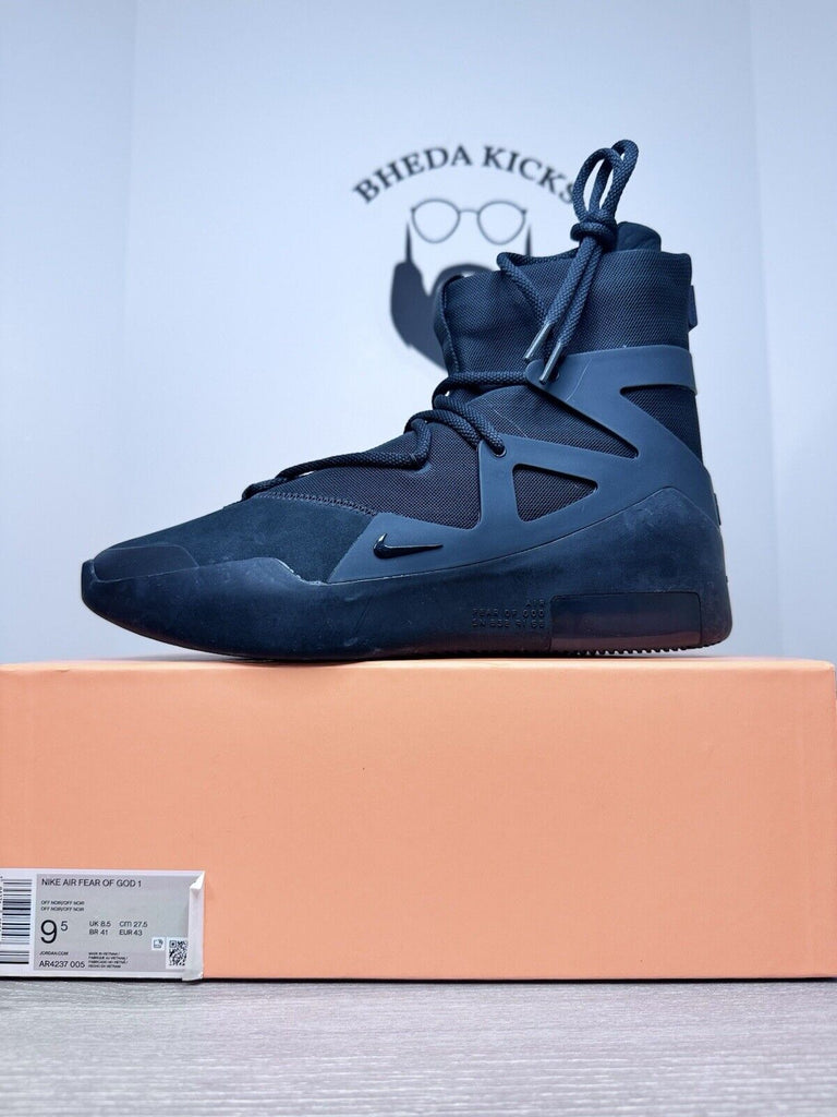 Size 9.5 - Nike Air Fear Of God 1 Triple Black AR4237-005 NEW DS Authentic