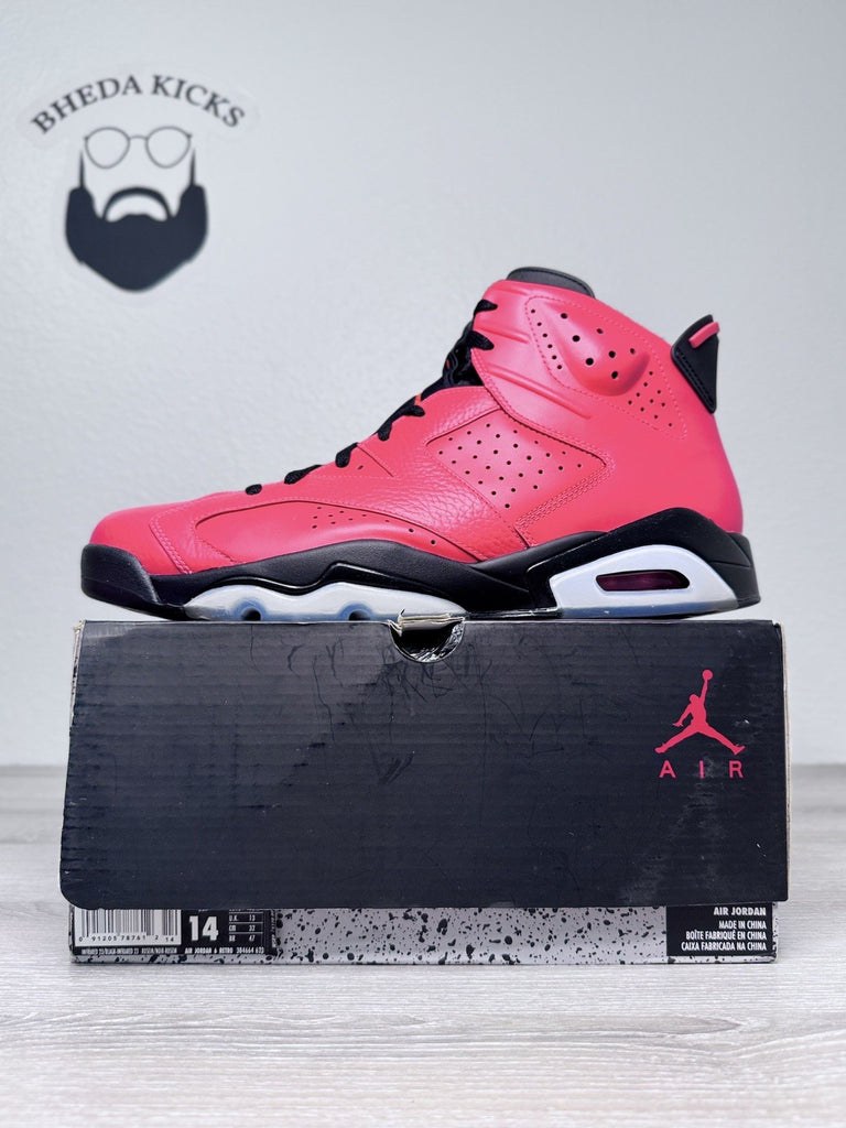Size 14 - Air Jordan 6 Retro Infrared 23 Pink Black Leather Suede (384664-623)
