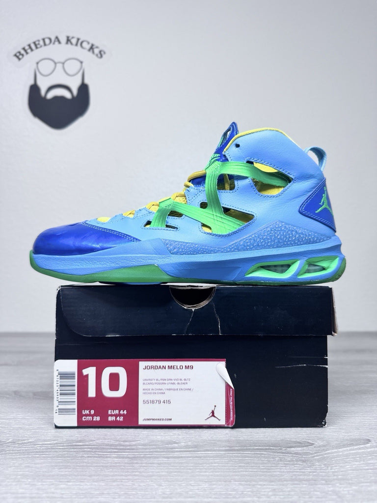 Size 10 - Nike Jordan Melo M9 Men's Poision Green Blitz Vivid Blue 551879-415