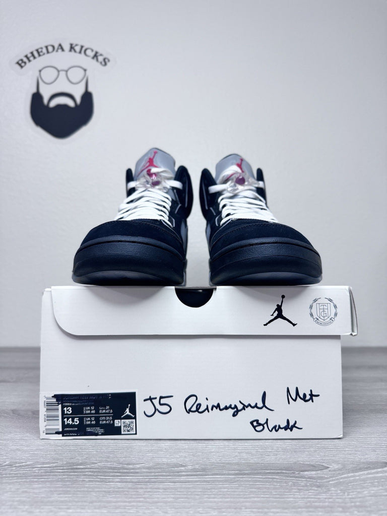Size 13 - Air Jordan 5 Black Metallic Reimagined Sneakers HF3975-001 Preowned