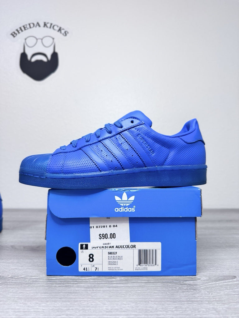 Size 8 - 2016 Adidas Superstar Adicolor Blue Tonal S80327 Sneaker Preowned