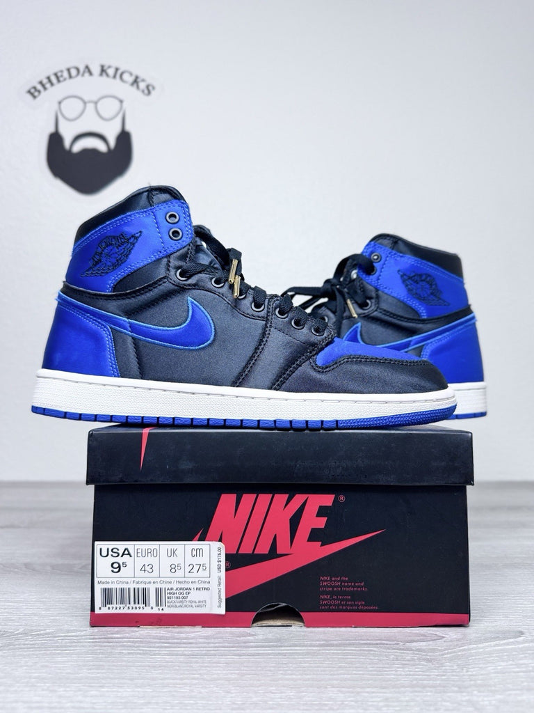 Size 9.5 - Nike Air Jordan 1 Retro Satin Royal 2017 921193-007 Preowned Rare
