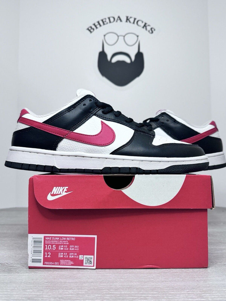 Size 10.5 - Nike Dunk Low Retro Red Swoosh Panda FB3354-001 Preowned