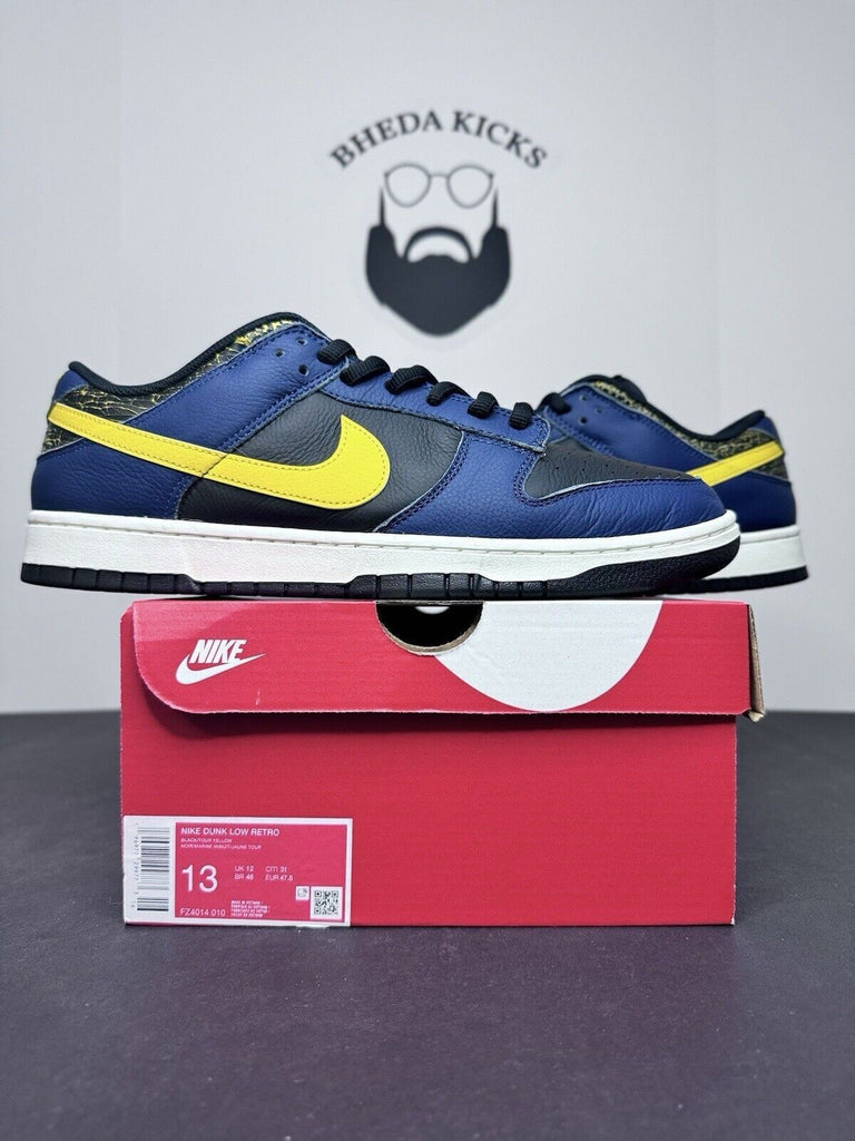 Nike Dunk Low Vintage Michigan Midnight Navy FZ4014-010 Preowned Men's Size 13