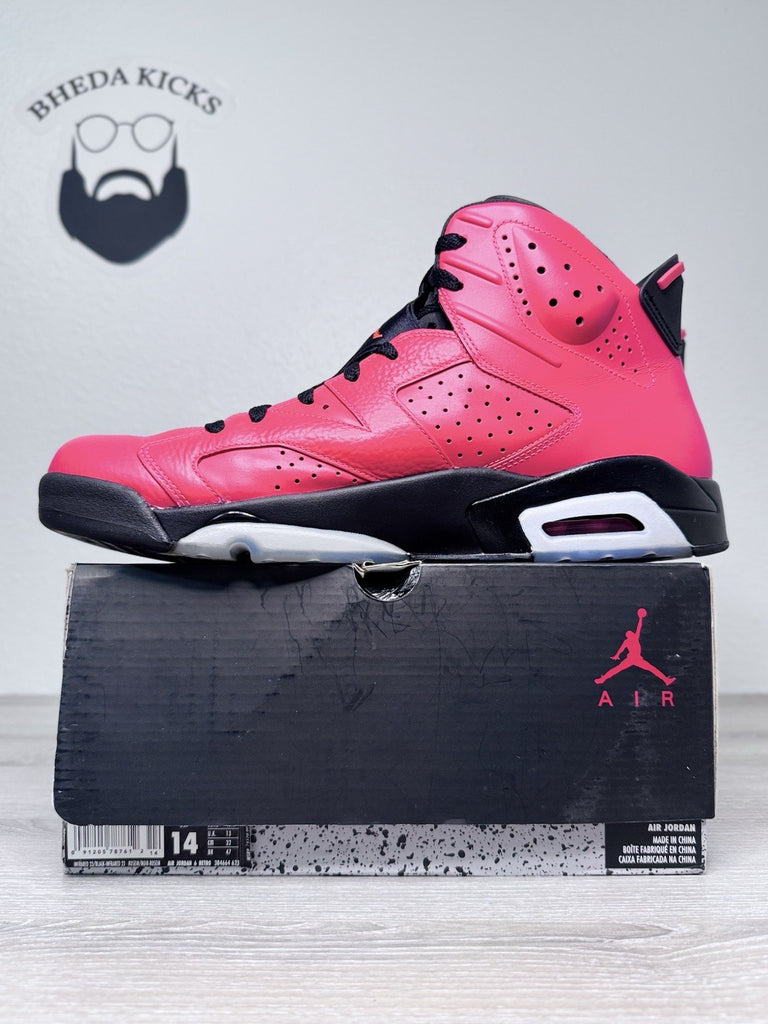 Size 14 - Air Jordan 6 Retro Infrared 23 Pink Black Leather Suede (384664-623)