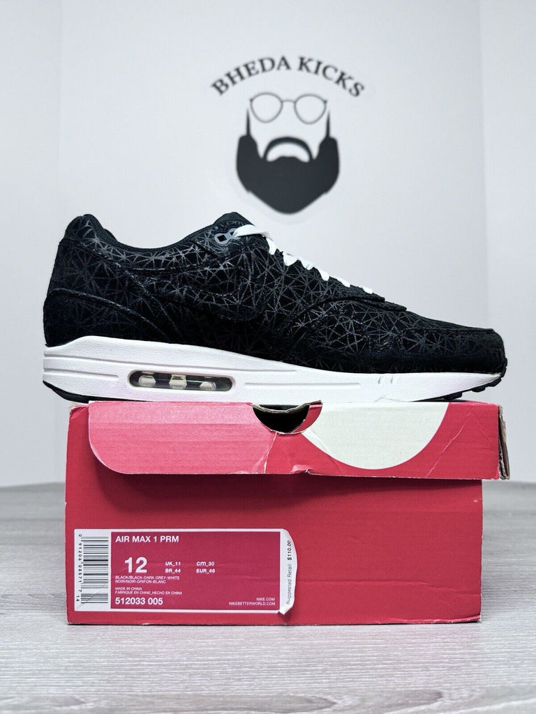 Size 12 - Nike Air Max 1 Premium Geometric 512033-005 Preowned Authentic