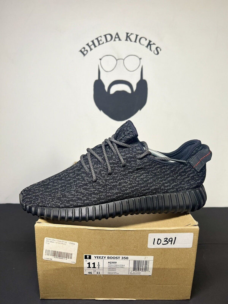 Size 11.5 Adidas Yeezy Boost 350 V1 Pirate Black 2015 AQ2659 Preowned Rare Og