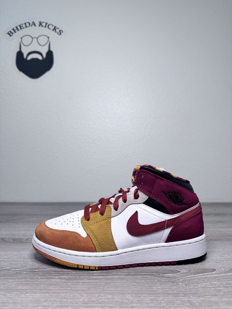 Size 5.5y - DX2460-601 Air Jordan 1 Mid SE Retro Picnic Paprika Cinnabar Black