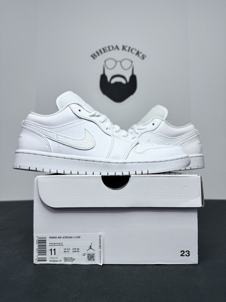 Nike Air Jordan 1 Low Triple White Shoes AO9944-111 Womens Size 11 Mens Size 9.5