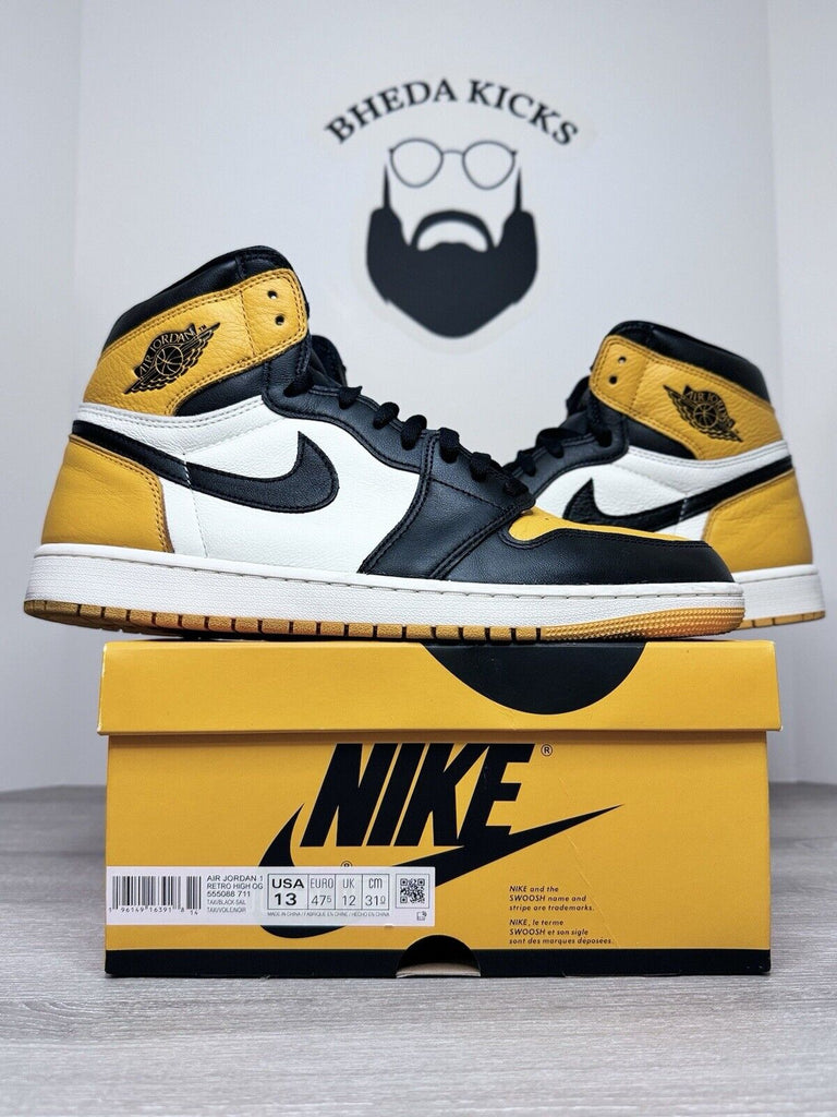 Size 13 - Nike Air Jordan 1 Retro High OG Taxi Yellow Toe 555088-711 Men’s