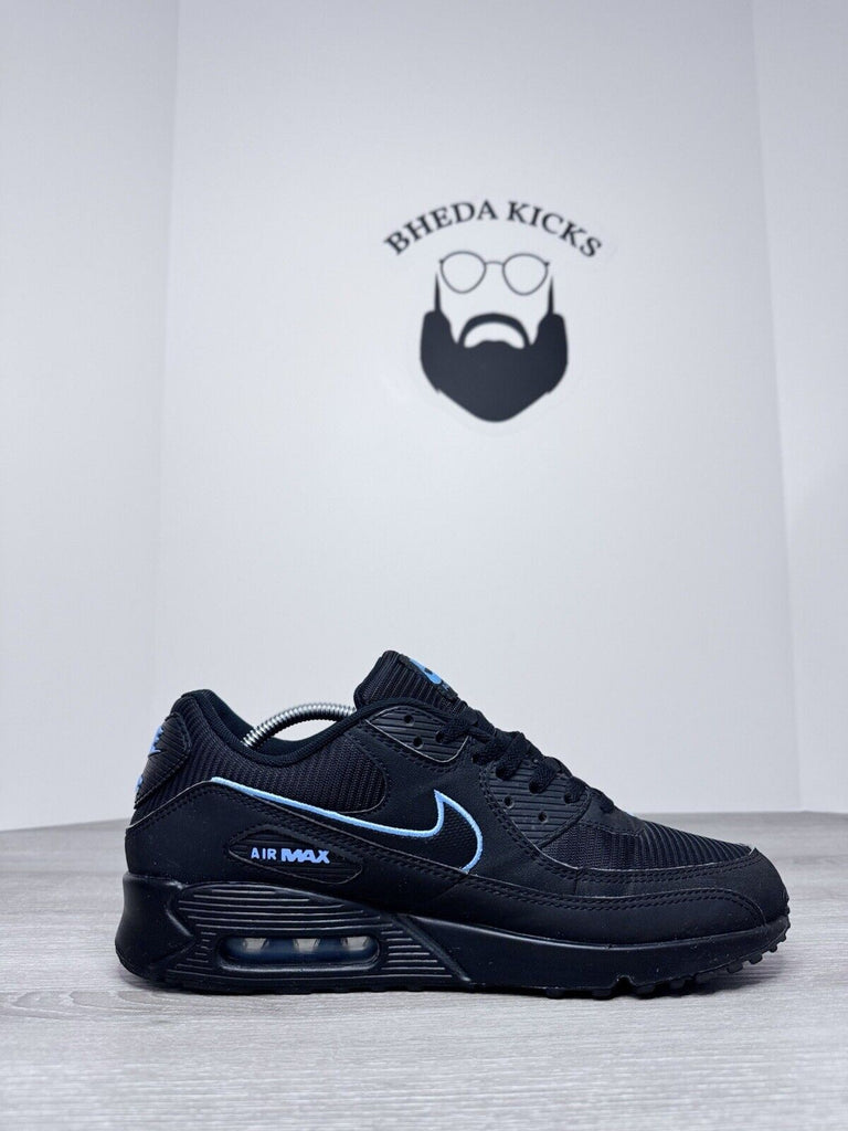 Size 11 - Nike Air Max 90 Black University Blue FJ4218-001 Preowned Authentic