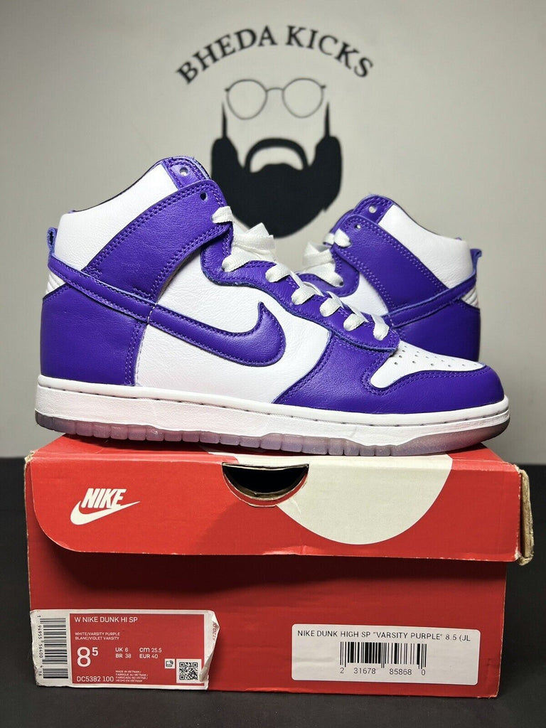 Nike Dunk High Varsity Purple size 8.5W/ 7M DC5382-100 White Preowned Og Rare