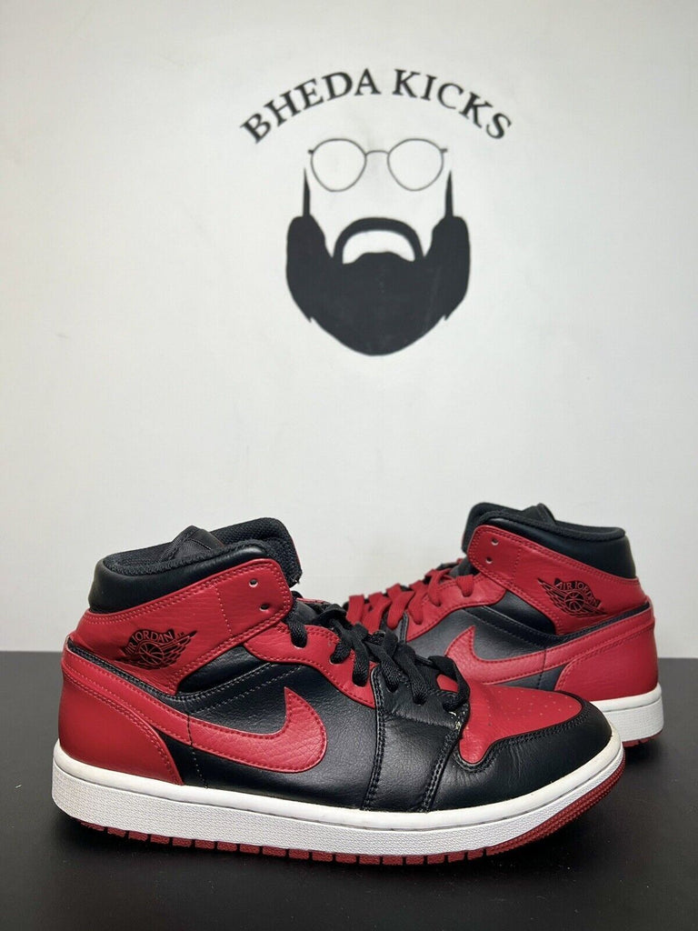 Jordan 1 Mid Banned 2020 554724-074 Mens 8.5 Preowned Og Authentic Mens Sneakers