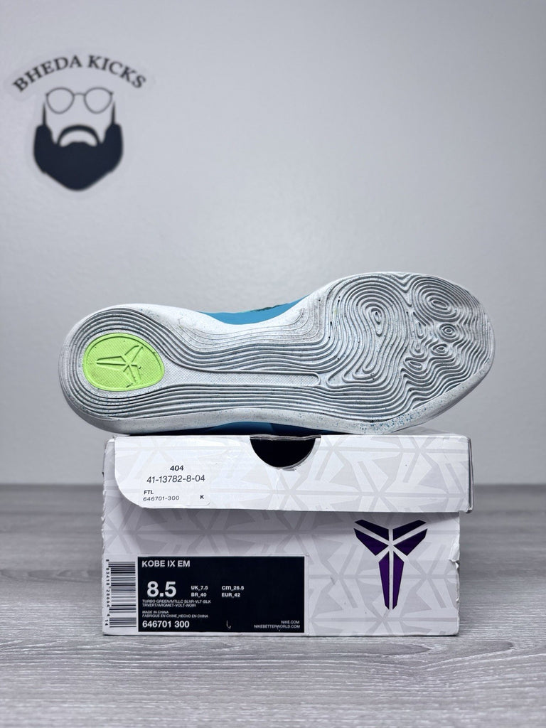 Size 8.5 - Nike Kobe 9 EM Easter Volt 2014 646701-300 Black Mamba Basketball