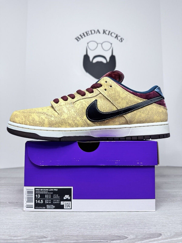 Size 13 - Nike SB Dunk Low Pro Celestial Gold Black FZ1278-200 Men’s Preowned