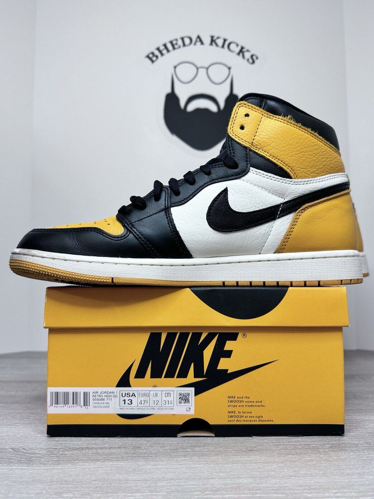 Size 13 - Nike Air Jordan 1 Retro High OG Taxi Yellow Toe 555088-711 Men’s