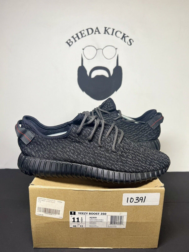 Size 11.5 Adidas Yeezy Boost 350 V1 Pirate Black 2015 AQ2659 Preowned Rare Og