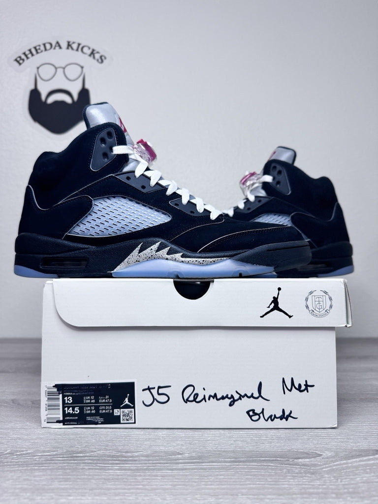 Size 13 - Air Jordan 5 Black Metallic Reimagined Sneakers HF3975-001 Preowned