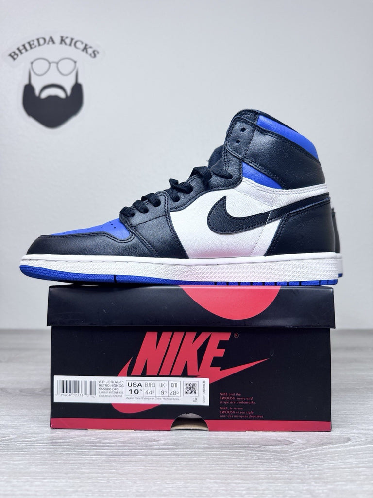 Size 10.5 -Nike Air Jordan 1 Retro High OG Royal Toe Blue White Black 555088-041