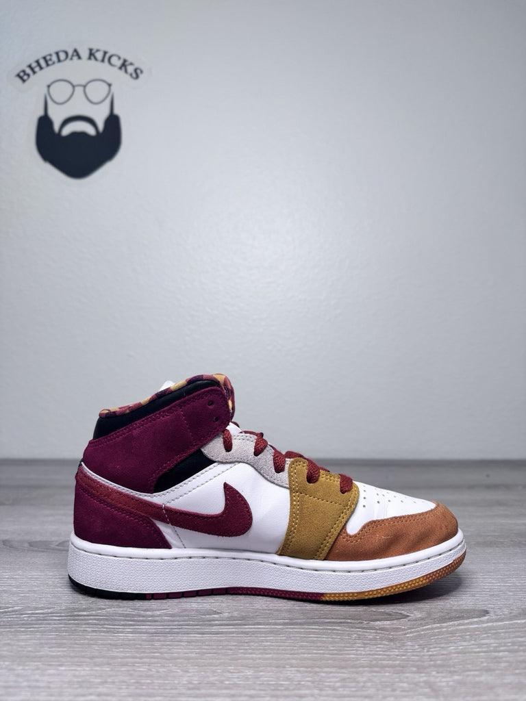 Size 5.5y - DX2460-601 Air Jordan 1 Mid SE Retro Picnic Paprika Cinnabar Black