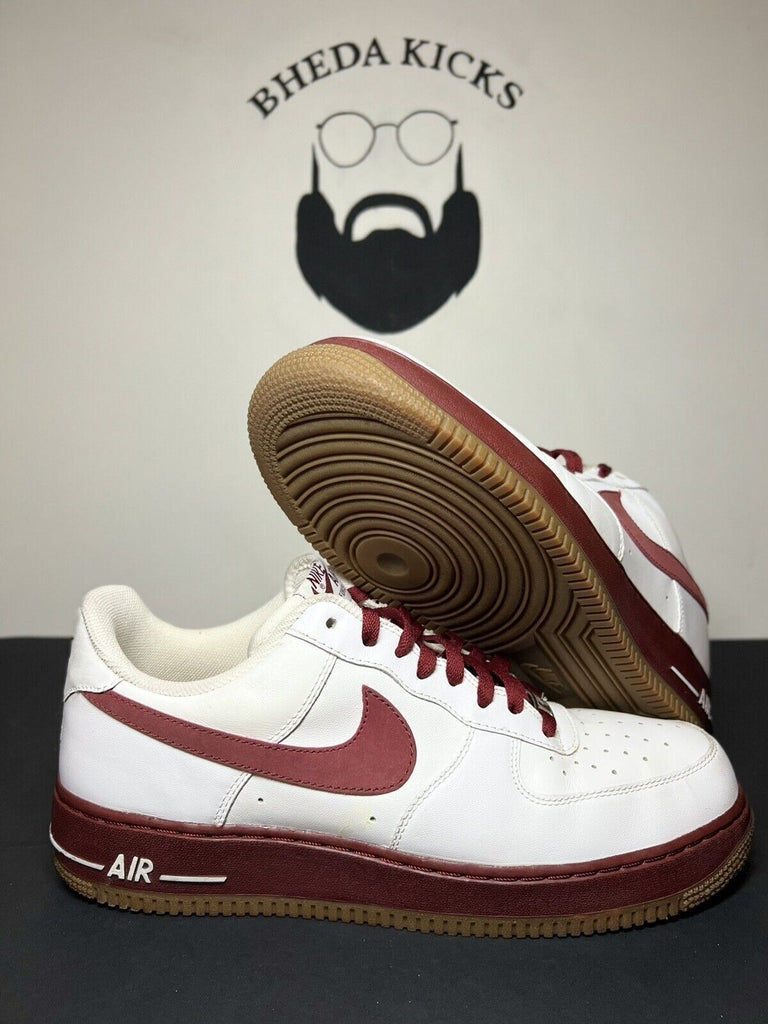 Nike Air Force 1 Mens Sz 12 White Red / Burgundy 315122-167 2009 Rare Og Clean